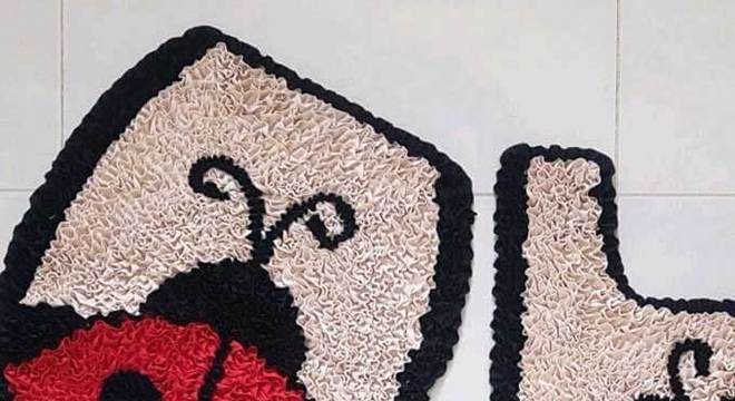 Conjunto de tapete frufru para banheiro