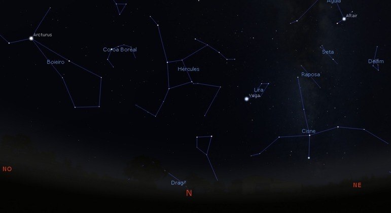 Constelação de Lira é situada no horizonte norte