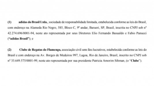 contrato da adidas com o flamengo