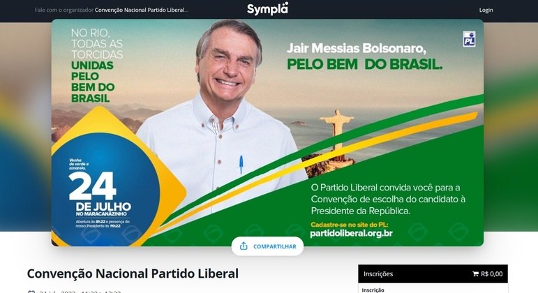 Divulgação de convenção do presidente Jair Bolsonaro, no Rio de Janeiro