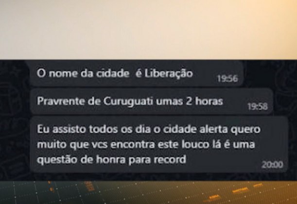 Um telespectador deu uma pista do paradeiro de Cupertino pelo WhatsApp da Record TV. A equipe descobriu o lugar onde o assassino morava e trabalhava