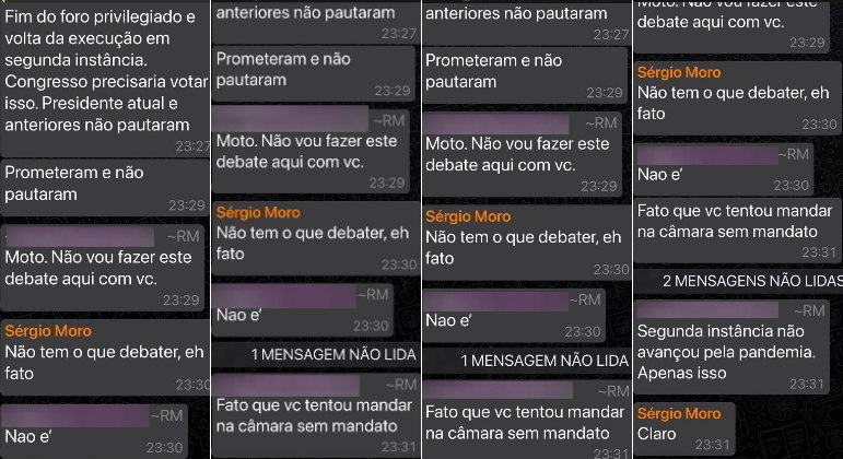 Primeira parte dos prints com as trocas de farpas entre Moro e Maia