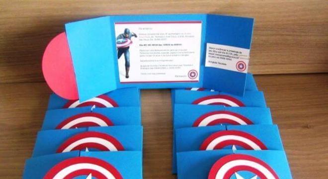 Convite de aniversário infantil capitão america