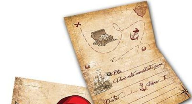 Convite de aniversário infantil de piratas