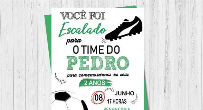 Convite de aniversário infantil futebol