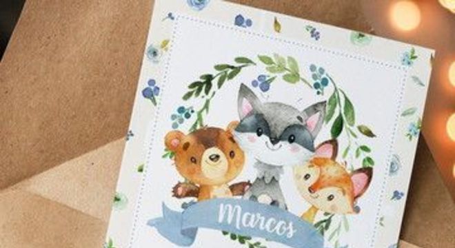 Convite de aniversário infantil masculino na floresta