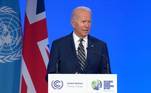 Durante a abertura da COP26 — cúpula para assuntos climáticos da ONU —, Biden afirmou que os Estados Unidos cortarão emissões de gases do efeito estufa, fazendo 
