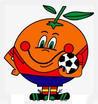 Copa de 1982 (Espanha) - Naranjito - Primeira fruta mascote, fez sucesso e ganhou uma série em desenho animado na TV espanhola, intitulada “Fútbol en Acción”.