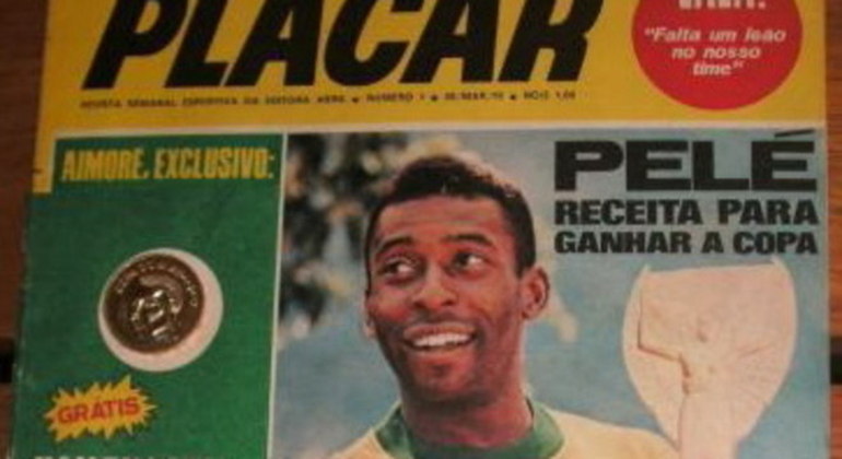 A primeira edição de "Placar", com a moedinha de Pelé