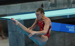 Samantha Pickens em ação pela Copa do Mundo de saltos ornamentais