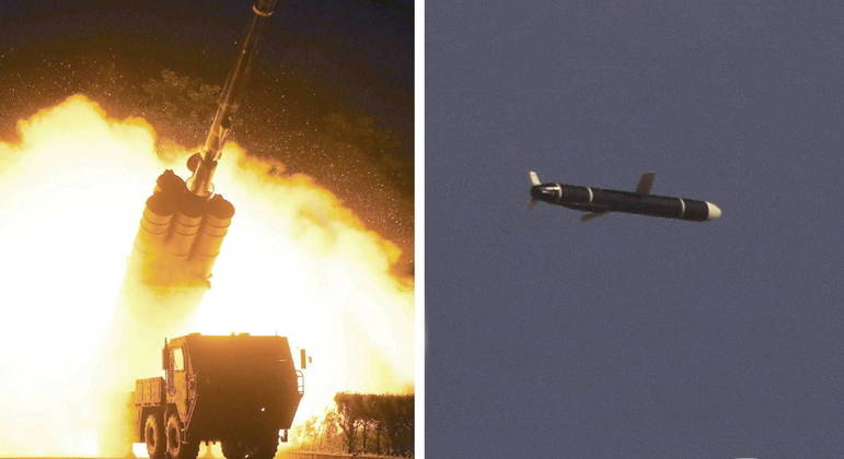 Imagens de exercício militar norte-coreano foram divulgadas pela agência estatal de notícias