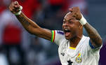 Ayew comemora o gol de Salisu que pôs Gana à frente da Coreia do Sul