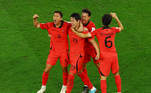 Comemorou a seleção sul-coreana que empata o jogo no Catar
