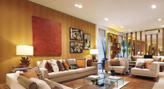 Cores neutras na decoração da sala de estar 