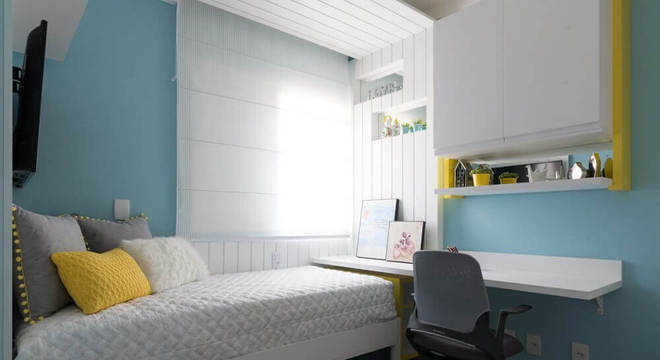 cores para casa com quarto azul e branco