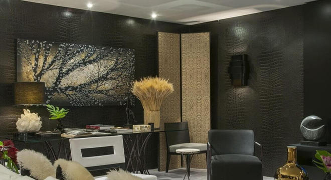 cores para casa com sala preta e branca