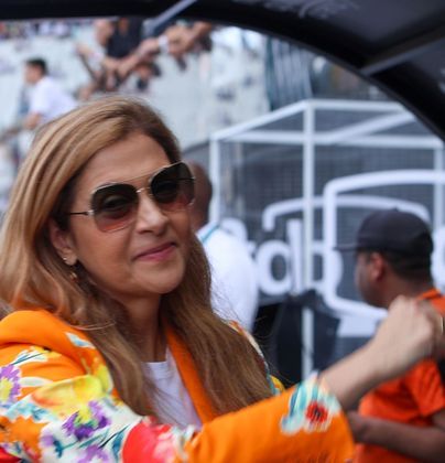 Leila Pereira, presidente do Palmeiras, está em Itaquera para acompanhar o clássico