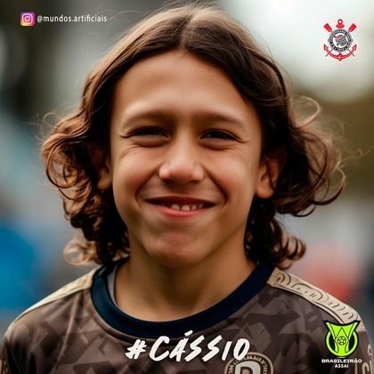 Corinthians: versão criança do goleiro Cássio, criada com auxílio de inteligência artificial.