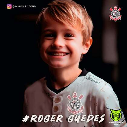 Corinthians: versão criança de  Róger Guedes, criada com auxílio de inteligência artificial.