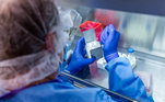 Pesquisador da Universidade de Pittsburgh em laboratório onde tentam desenvolver uma vacina para a covid-19