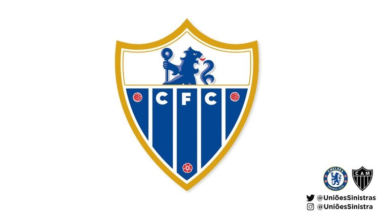 Corrente contra o Palmeiras no Mundial de Clubes: a fusão dos escudos do Atlético-MG e do Chelsea.