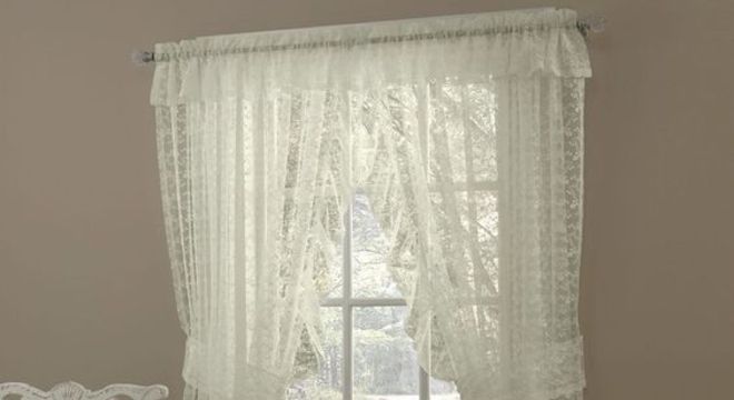 cortina de renda - cortina de renda amarelada 
