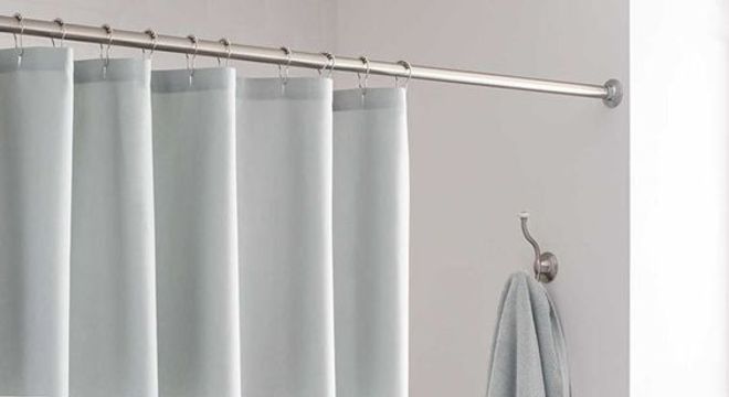 cortina para banheiro - banheiro com cortina combinando com a toalha 