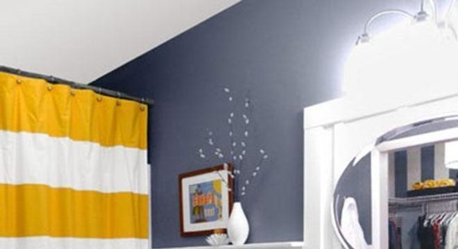 cortina para banheiro - cortina branca e amarela 