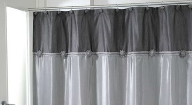cortina para banheiro - cortina cinza simples 