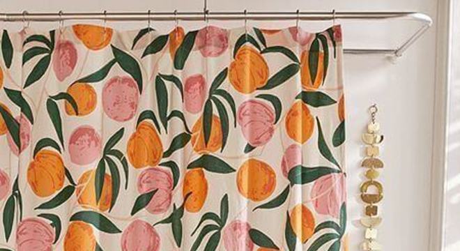cortina para banheiro - cortina com laranjas 