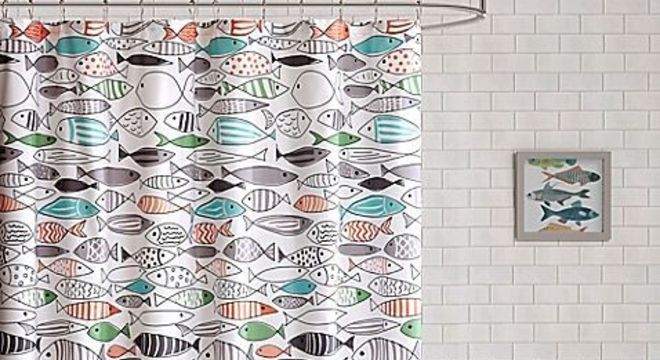 cortina para banheiro - cortina de peixes