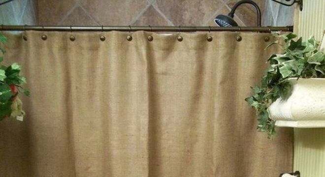 cortina para banheiro - cortina marrom de tecido 