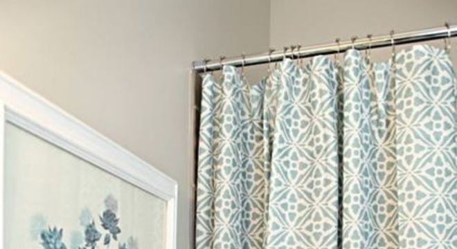 cortina para banheiro - cortina verde com desenhos 