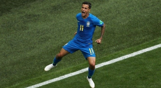 Philippe Coutinho comemora primeiro gol do Brasil na vitória por 2 a 0 sobre a Costa Rica