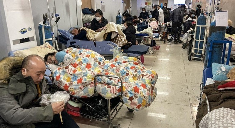 Hospital na China com pacientes internados com Covid-19