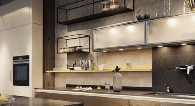 Cozinha com Spot embutido no móvel