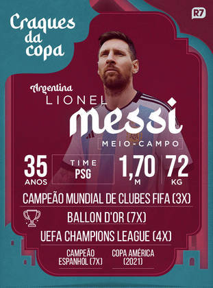 O Catar será a última dança de Lionel Messi vestindo a camisa da Argentina em uma Copa do Mundo. O evento é a última chance de o craque buscar o título pela sua seleção. Confira a carreira do capitão argentino