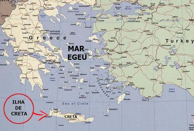 Creta fica no sul do mar Egeu. É a quinta maior ilha do Mediterrâneo e a segunda maior do Mediterrâneo Oriental.