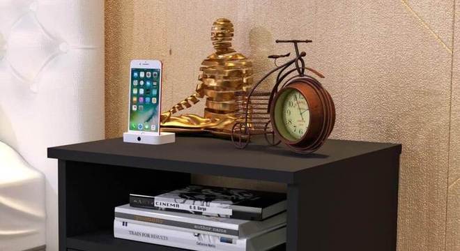 criado mudo suspenso - criado mudo preto simples 