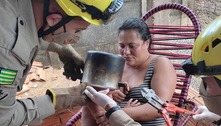 Menino prende cabeça em panela de pressão e é resgatado em GO 
