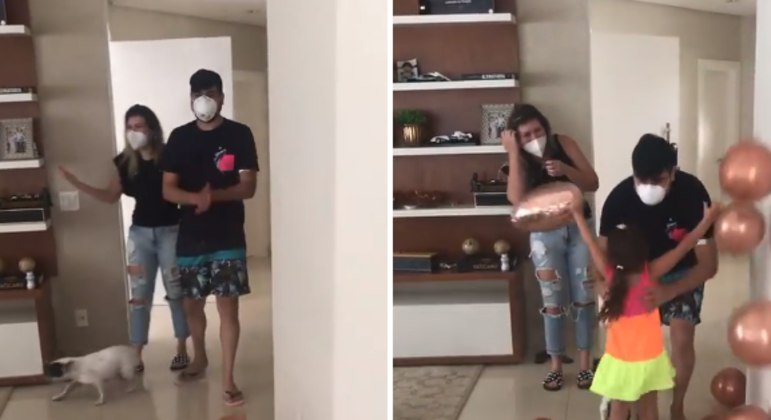 Cantor foi recebido pela filha com abraços e beijos