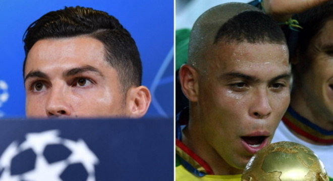 Penteado de Cristiano e Ronaldo e Ronaldo são bem diferentes