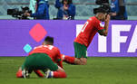 Atletas de Marrocos lamentam a derrota para a Croácia na disputa pelo terceiro lugar