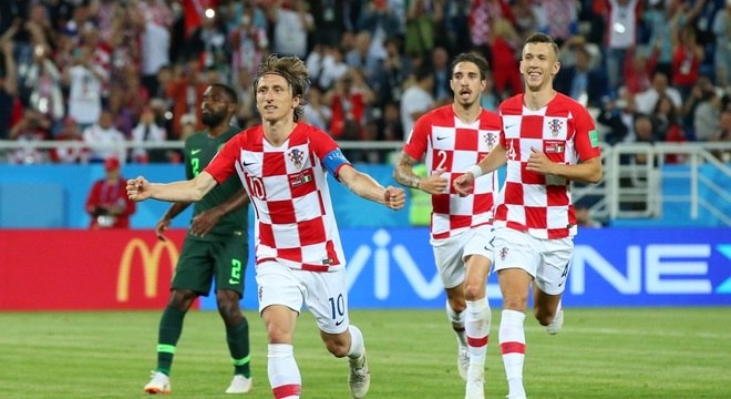 Modric comemora o gol marcado diante da NigÃ©ria, em Kaliningrado