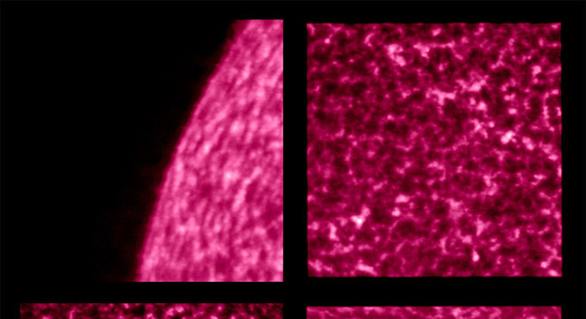 Em um determinado comprimento de onda de luz conhecido como Lyman-alpha, a EUI detecta hidrogênio na atmosfera inferior do Sol. Temperaturas nesta região variam de 10 mil a 100 mil graus