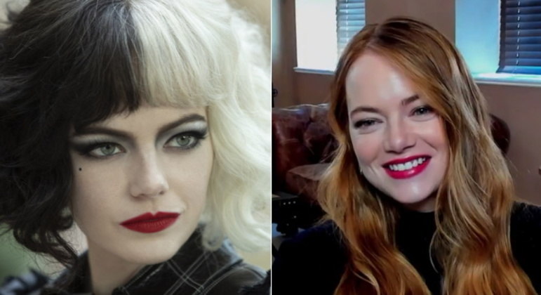 Emma Stone interpreta a personagem Estella, que se transforma em Cruella