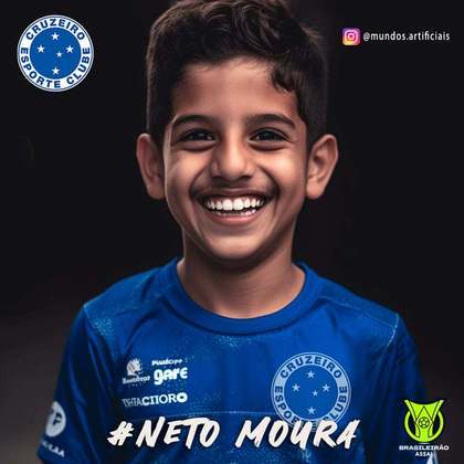 Cruzeiro: versão criança de Neto Moura, criada com auxílio de inteligência artificial.