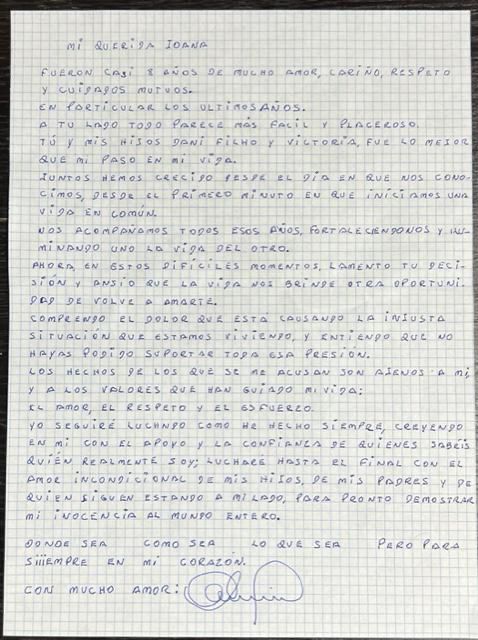 Leia a carta de Daniel Alves para Joana Sanz