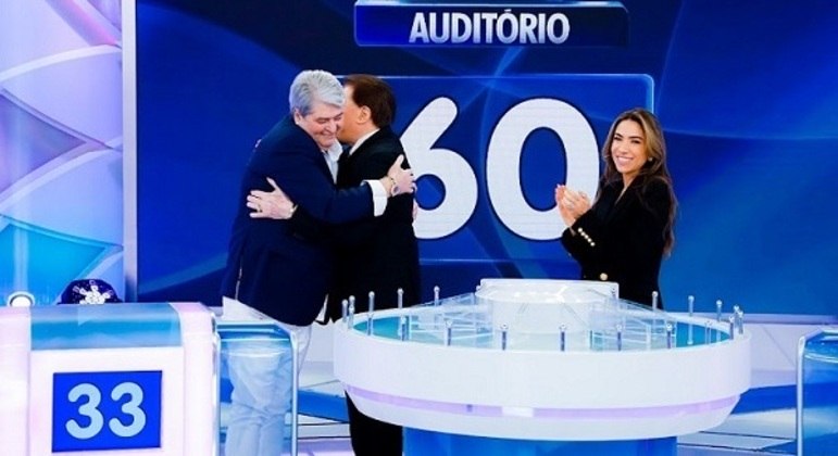 José Luiz Datena, Silvio Santos e Patrícia Abravanel no "Jogo das 3 Pistas"
