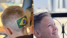 Davi Lucca, filho de Neymar, pinta bandeira do Brasil na cabeça antes de jogo da seleção